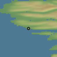 Shaded relief of the 42 km around Sisimiut, drawn from the GMTED2010 grid