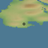 Shaded relief of the 43 km around Tasiilaq, drawn from the GMTED2010 grid
