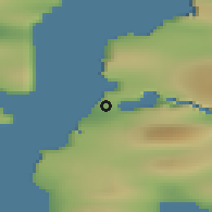 Shaded relief of the 43 km around Tiniteqilaaq, drawn from the GMTED2010 grid