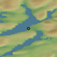 Shaded relief of the 45 km around Igaliku, drawn from the GMTED2010 grid