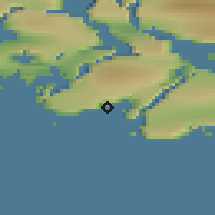 Shaded relief of the 45 km around Ipiutaq, drawn from the GMTED2010 grid