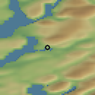 Shaded relief of the 45 km around Iterlak, drawn from the GMTED2010 grid