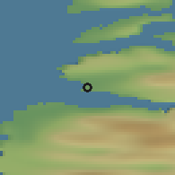 Shaded relief of the 42 km around Itilleq, drawn from the GMTED2010 grid