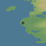 Shaded relief of the 44 km around Kangerluarsoruseq, drawn from the GMTED2010 grid