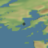 Shaded relief of the 45 km around Alluitsoq, drawn from the GMTED2010 grid