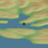 Shaded relief of the 41 km around Kangerluk, drawn from the GMTED2010 grid