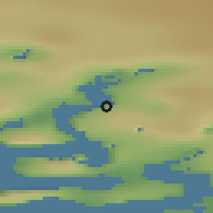 Shaded relief of the 45 km around Kangilinnguit, drawn from the GMTED2010 grid