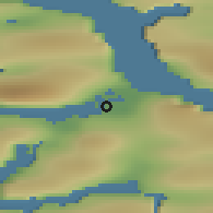 Shaded relief of the 43 km around Kapisillit, drawn from the GMTED2010 grid