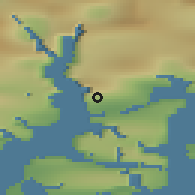 Shaded relief of the 43 km around Kuumiut, drawn from the GMTED2010 grid