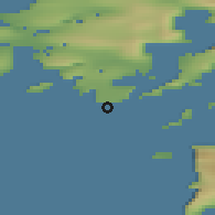Shaded relief of the 45 km around Alluitsup Paa, drawn from the GMTED2010 grid