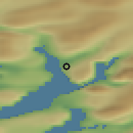 Shaded relief of the 45 km around Narsarsuaq, drawn from the GMTED2010 grid