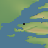 Shaded relief of the 43 km around Nuuk, drawn from the GMTED2010 grid