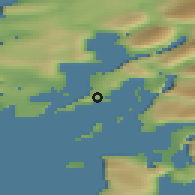 Shaded relief of the 45 km around Ammassivik, drawn from the GMTED2010 grid