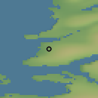 Shaded relief of the 41 km around Qasigiannguit, drawn from the GMTED2010 grid