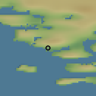 Shaded relief of the 45 km around Arsuk, drawn from the GMTED2010 grid