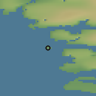 Shaded relief of the 44 km around Qeqertarsuaq, drawn from the GMTED2010 grid