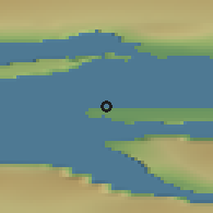Shaded relief of the 37 km around Qeqertat, drawn from the GMTED2010 grid