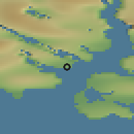 Shaded relief of the 43 km around Qernertuarssuit, drawn from the GMTED2010 grid