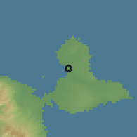 Shaded relief of the 59 km around Petit-Canal, drawn from the GMTED2010 grid