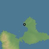 Shaded relief of the 59 km around Port-Louis, drawn from the GMTED2010 grid