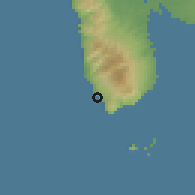 Shaded relief of the 59 km around Basse-Terre, drawn from the GMTED2010 grid