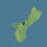 Shaded relief of the 60 km around Agana Heights, drawn from the GMTED2010 grid
