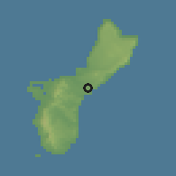 Shaded relief of the 60 km around Mangilao, drawn from the GMTED2010 grid
