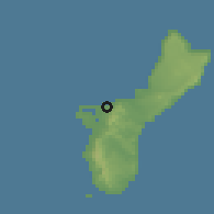 Shaded relief of the 60 km around Piti, drawn from the GMTED2010 grid