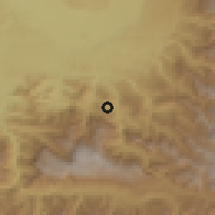Shaded relief of the 59 km around La Democracia, drawn from the GMTED2010 grid