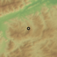 Shaded relief of the 59 km around La Unión, drawn from the GMTED2010 grid