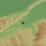 Shaded relief of the 59 km around Los Amates, drawn from the GMTED2010 grid