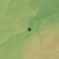 Shaded relief of the 59 km around Melchor de Mencos, drawn from the GMTED2010 grid