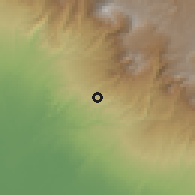 Shaded relief of the 59 km around Nuevo Progreso, drawn from the GMTED2010 grid