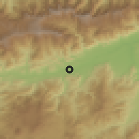 Shaded relief of the 59 km around Cabañas, drawn from the GMTED2010 grid