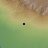 Shaded relief of the 59 km around Nuevo San Carlos, drawn from the GMTED2010 grid