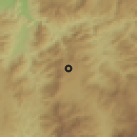 Shaded relief of the 59 km around Olopa, drawn from the GMTED2010 grid