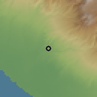 Shaded relief of the 59 km around Pajapita, drawn from the GMTED2010 grid