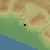 Shaded relief of the 59 km around Pasaco, drawn from the GMTED2010 grid
