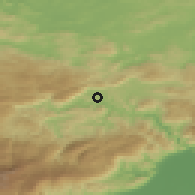 Shaded relief of the 59 km around Cahabón, drawn from the GMTED2010 grid