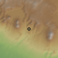 Shaded relief of the 59 km around Pochuta, drawn from the GMTED2010 grid