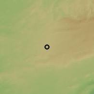 Shaded relief of the 59 km around Poptún, drawn from the GMTED2010 grid