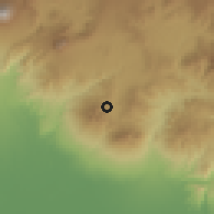 Shaded relief of the 59 km around Pueblo Nuevo Viñas, drawn from the GMTED2010 grid