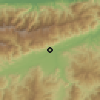 Shaded relief of the 59 km around Rio Hondo, drawn from the GMTED2010 grid