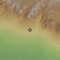 Shaded relief of the 59 km around Samayac, drawn from the GMTED2010 grid