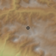 Shaded relief of the 59 km around San José Ojetenán, drawn from the GMTED2010 grid