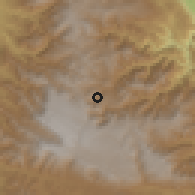 Shaded relief of the 59 km around San Juan Ixcoy, drawn from the GMTED2010 grid