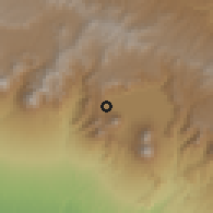 Shaded relief of the 59 km around San Juan la Laguna, drawn from the GMTED2010 grid