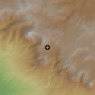 Shaded relief of the 59 km around San Marcos, drawn from the GMTED2010 grid