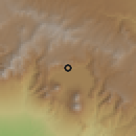 Shaded relief of the 59 km around San Marcos la Laguna, drawn from the GMTED2010 grid