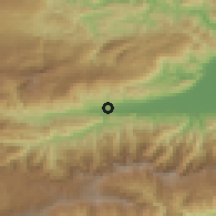 Shaded relief of the 59 km around Santa Catalina la Tinta, drawn from the GMTED2010 grid